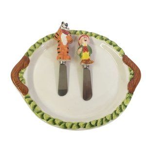Kellogg's Ceramic Plate & Keebler Elf &Tony the Tiger Cheese Knives